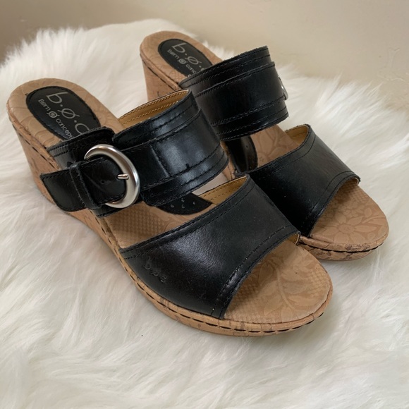 born black leather sandals